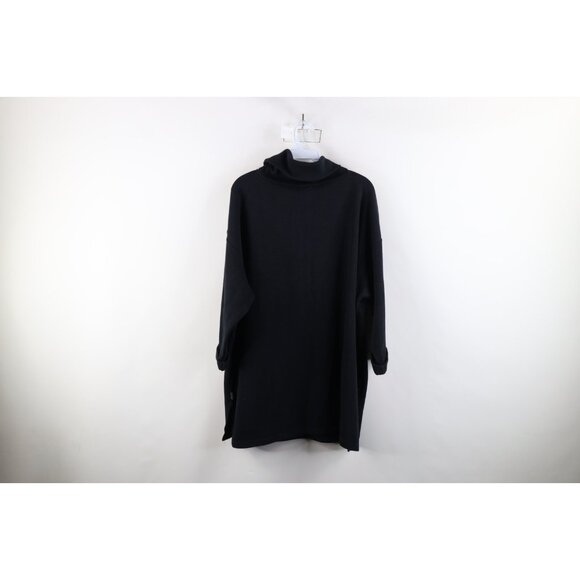 Vtg 90s Express Womens Medium Blank Baggy Thermal Ribbed Knit Turtleneck T-Shirt - Picture 9 of 11